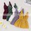 Wholesale Summer Kids Girl Clothes Sleeveless Bowknot Solid Color  Kids Girl Linen Dresses