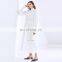 TWOTWINSTYLE Long Dress For Women Stand Collar Puff Sleeve High Waist Hollow Out Fashion