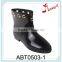 100% PVC girls low heel waterproof ankle rain boots with circular opening