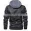 2021 Stylish Motorcycle Leather Hooded  Can Be Cus tom logo Jacket For Men