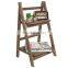 Folding Wood Flower Pot Shelf Stand Planter Display Rack Indoor Outdoor Garden