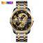 SKMEI 9193 Luxury Dragon Diamond Quartz Japan Movt Watch Stainless Steel Calendar Business Men Watches
