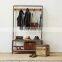 Industrial Pipe Clothing Rack Pine Wood Shelving Shoes Rack Cloth Hanger Pipe Shelf