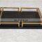wholesale modern hotel wedding interior square black brown luxury nordic iron leather decor tray