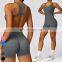 Sexy Hollow Out Back Sleeveless Bodysuit Short Sports Jumpsuit One Piece Gym Fitness Jumpsuits Seamless Yoga Jumpsuit For Women