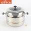 Allnice-two overlapping stainless steel steamer pot with glass&steel lid