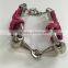 2016 Equestrian Horse Harness Snaffle Bits Alloy Jewelry Red Rose Braided Leather Bracelets