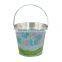 Small Christmas round tin ice bucket with handle