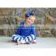 2015 Kids Clothes Christmas Pajamas Sets Wholesale Unisex Christmas Pajamas Solid Blue Stripe Pants Pajamas Kids Cotton