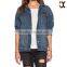 front pockets distressed design women jacket jeans wholesale JXZ138