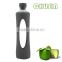 simple style glass water bottle/travel water bottle/sports water bottle with food grade silicone sleeve wholesale