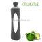 simple design glass water bottle with top quality rubber silicone cover and straw