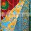Ethnic Indian Vintage Floral Sari Multi Color Patchwork Cotton Kantha Quilt