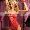 Women Bodystocking Lingerie Sheer Lace Mesh G-string Doll Handcuff Garter Hollow Out Sexy exotic apparel XXXL Bustier Red/Black
