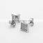 Women's fashion jewelry square shaped clear AAA round cz diamond stud earrings