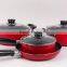 7Pcs Red Non-Stick Inner High Quality Aluminum Cookware Set With Glass Lids