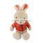 cheap custom plush rabbit toys in red clothes