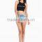 Black Plain 95% Cotton 5% Spandex Crop Top for Women Sexy Slim Fit Blank Crop Top Cheap Wholesale
