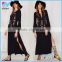 Yihao 2017 Woman Long Dress Sexy Deep V-Neck Black Hippie chic Embroidery long sleeve maxi Dresses with Slit women clothing