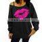lip Printed Women Blouse One Shoulder Blouses Spring Summer Shirts Blusas Mujer