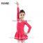 Child Kids Spandex Long Sleeve Latin Dance Dress Girls Fancy Dance Stage Costumes Performance Dress