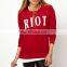 CHEFON Raglan sleeve 100% cotton ladies sweatshirt without hood CAH0002