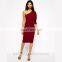 2015 New design evening dress women one shoulder pencil dress in red
