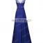 Grace Karin Sleeveless V-Back Beaded Blue Chiffon Prom Dress Long CL007555-6