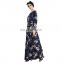 Muslim flower printed long maxi dress fashion tuekey style women abaya 2017