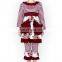 Fall Boutique Outfits Striped print stitching long-sleeve suit floral pattern Top And Ruffle Pants Lace Girl Clothing Sets