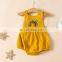 A0269# Soft Cotton Linen Romper Newborn Baby Rainbow Printed Romper Infants Clothes Toddlers Kids Suspenders Jumpsuits