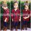 Christmas Boy Girl T-shirt Grid Tops Autumn Winter Children Red Long sleeve Tees Holiday Kids Clothing
