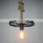Retro industrial style wheel hemp rope  pendant light for decorate