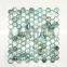 house glittering hexagon shape chip pearl 6mm white green Bathroom Swimming Pool Glass Mosaic Tile H655012