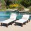 Outdoor PE Wicker Adjustable Chaise Lounge Chairs w/ Cushions