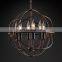 Classic retro metal industrial glass lampshade spherical chandelier for living room bedroom ceiling home decoration lighting