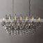 19TH C ROCOCO Iron & Crystal Rectangular  luxury home decor crysta glass Candle chandelier  hanging for living room restaurant