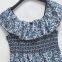 Spring new women's slim fit one neck high waisted off shoulder printed dress