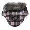 Luxury Fur Collar Horn Buttons Pink Lattice Plaid Dog Coat with Extra Heavy Soft Wool Material fit for Autumn and Winter