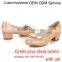 OEM ODM round toe genuine leather shoes low heel middle heel shoes producetion