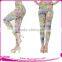 New Design Flower Custom Printed Colorful Running Girls Tights