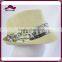 Natural Straw Fedora With Flower Printed Band