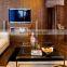 The family decorates a beautiful ethanol fireplace burner