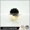 Wholesale fashion crystal gold ring with resinl flower