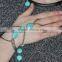 Trendy Boho Finger Ring Turquoise Harness Slave Chain Hand Bracelet