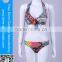 Classy peacock pattern sex girl silk bikini swimsuit skirt