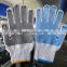 blue pvc dotted bleach white knitted cotton gloves/guantes de puntos de PVC 062