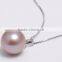 fashion freshwater 9.5-10mm AAA round sterling silver nice design pearl pendant