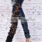 2016 new women Europe and America big yards lace street fashion jeans pants feet trousers