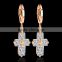 Zircon Earrings, Gold AAA Zricon Earrings, Platinum Plated Zircon Luxury Cross Drop Earrings
